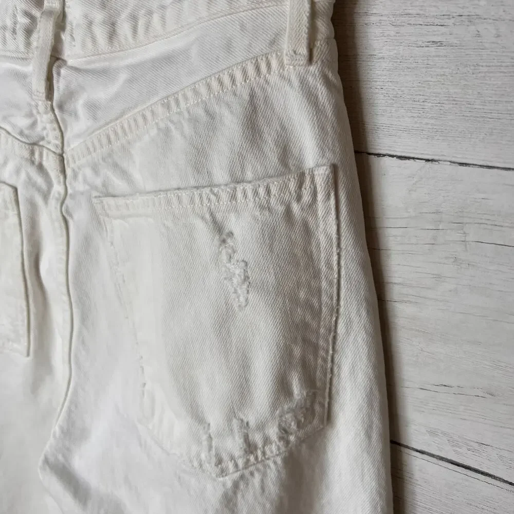 Revolve Agolde Jeans Womens Size 25 White 90's Fit Button Fly Destroyed Detail